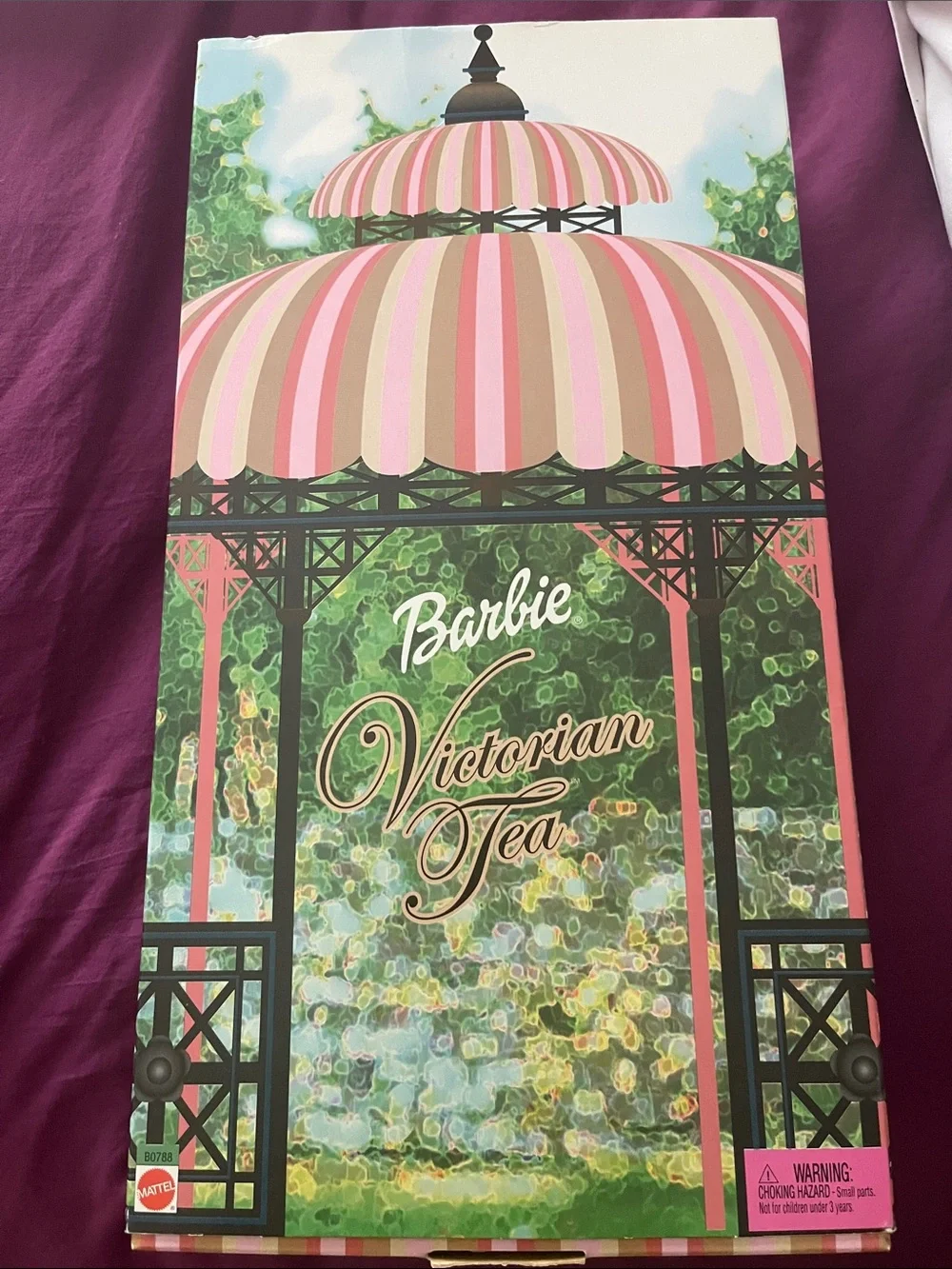 Mattel Barbie Victorian Tea Box with Pink, Cream, Green and Black Artwork